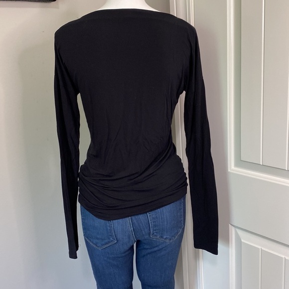 Vince Micromodal Black Boat Neck Lightweight Long Sleeve Top Stretch Sz XS - Picture 6 of 10